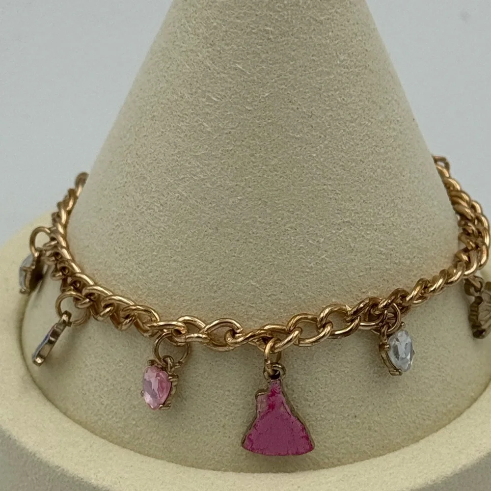 Wicked Glinda Charm Bracelet Claire’s Ariana Grande Pink Shoe Dress Heart‎ Rare